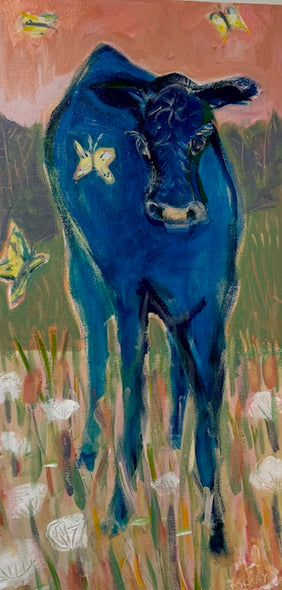 Susan Cary Title: Blue Cow with Butterflies