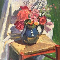 Tsvetelina Sowers Title: Flowers on Wicker Chair