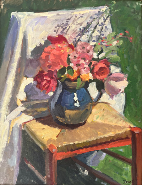 Tsvetelina Sowers Title: Flowers on Wicker Chair