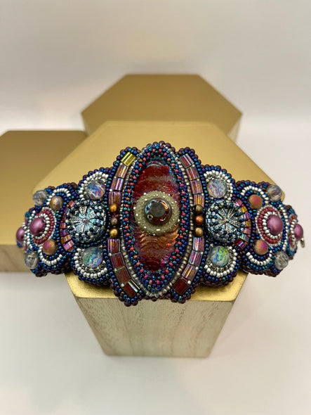 Bryan, Jody Title: Raku Cabochon Bead Embroidered Cuff