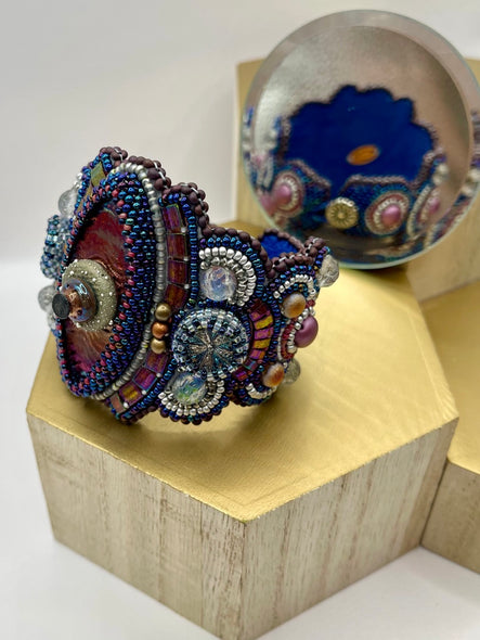 Bryan, Jody Title: Raku Cabochon Bead Embroidered Cuff