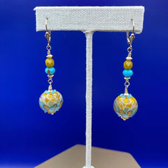 Bryan, Jody Title: Turquoise and Ochre Lampwork Earrings