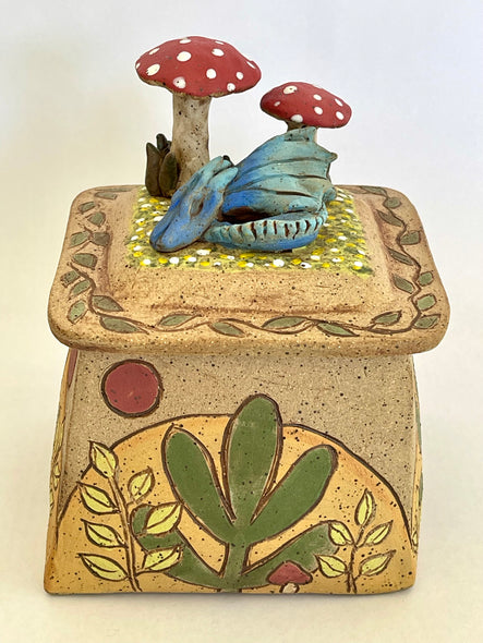 Joyce Leatherwood title: Mushroom with Blue Dragon Box