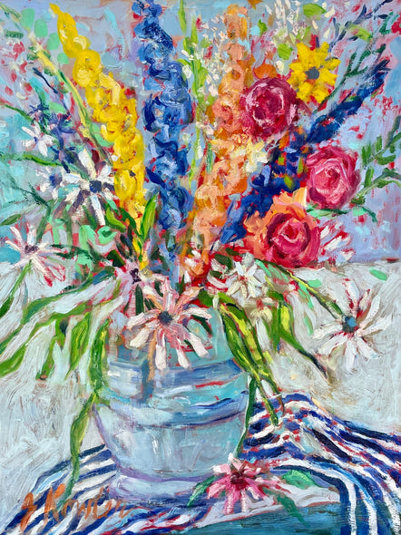 Judith Kowler Title: Bouquet Blue Stripes