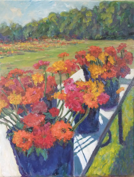 Rosemary Duda Title: Buckets of Zinnias