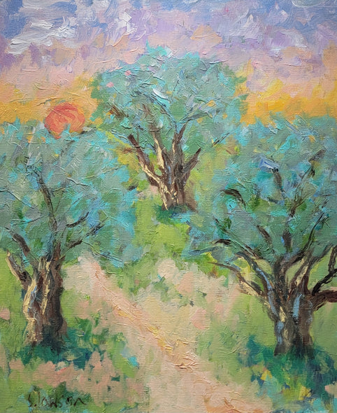 Sally Lawson Title: Olive Trees at Sunset