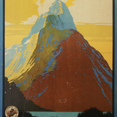 Vintage Travel Poster Title:New Zealand-Mitre Peak Milford Sound LC Mitchell 1930